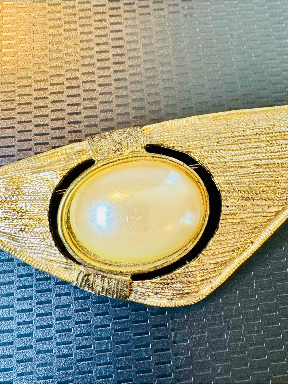 Vintage MJent Brooch with Cream Cabochon